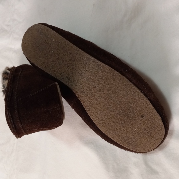 Minnetonka Suede Leather  Faux Fur Lined House Shoes 10 - Picture 3 of 5